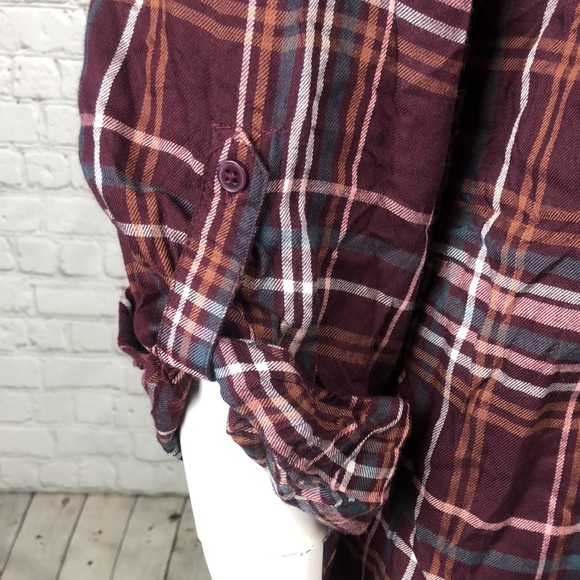 Style & Co Burgundy Plaid Utility Shirt Plus Sz 3X - Picture 5 of 6